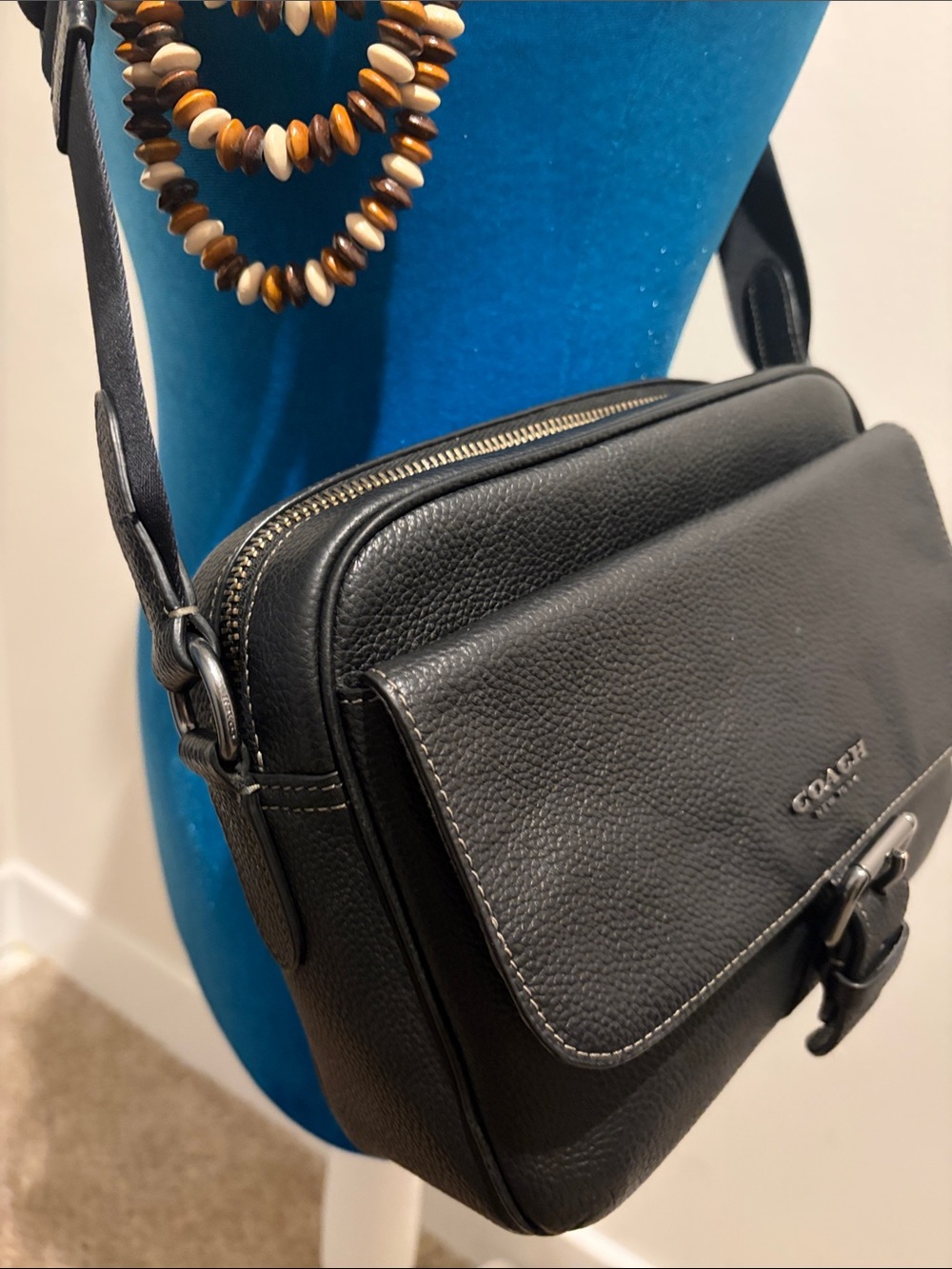 Coach Black Pebbled Leather Camera Crossbody